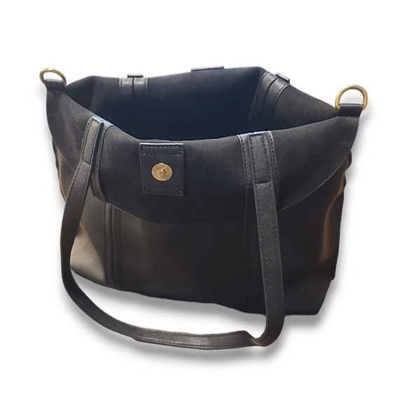 Antik Kraft Black Vegan Leather Bag Snap Closure - Picture 3 of 14